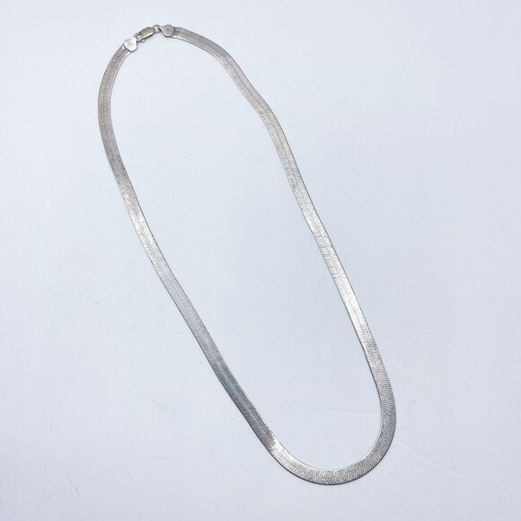 Sterling Silver 925 Herringbone Chain Necklace 22" - Picture 6 of 6